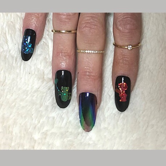 Rainbow Bears and Holo Aurora- Press on nail set- Size 0-8, Long Round - Picture 2 of 6